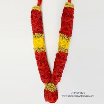 Red Buttion Rose Yellow Button Rose Garland for God garland for god | Garland for God Idols | Fresh flower Garland online | Fresh flower garland for god | Flower Garland for pooja | Real Flower Garland | Fresh flower garland near me