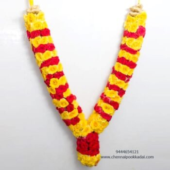 Yellow and Red Button Rose Garland garland for god | Garland for God Idols | Fresh flower Garland online | Fresh flower garland for god | Flower Garland for pooja | Real Flower Garland | Fresh flower garland near me